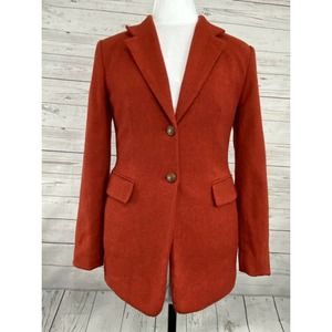 Talbots Size 6 Blazer Burnt Orange Tweed Wool